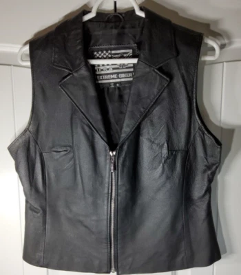 USA Extreme Biker Leather Vest in Black Women's  Size Small - Image 1 of 4