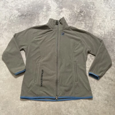 Chaqueta polar Horze Equestrian para mujer talla 16 bolsillos marrón azul ribete equitación Foto 1 de 4