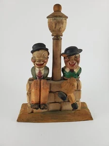 Juego de vagabundos de bar Anri vintage poste de lámpara borracho sacacorchos abridor de botellas madera tallada - Imagen 1 de 12