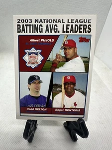2003 Topps Albert Pujols, Todd Helton, Edgar Renteria Batting Avg. Leaders B1-7 - Picture 1 of 2