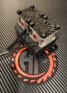 RC HIGH SPEED DUAL ALUMINUM COOLING FAN MAX 5 G2 HOBBYWING MAX5 XRT ARRMA XMAXX - Picture 1 of 5