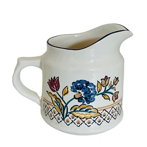 Vintage Boots Camargue Creamer Jug Milk Pitcher 250ml Beige Blue Cross Hatch - Picture 1 of 6