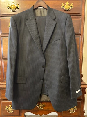 Hickey Freeman Lindsey Charcoal Pinstripe 44L x W38 New With Tags $1495 Retail - Image 1 of 4