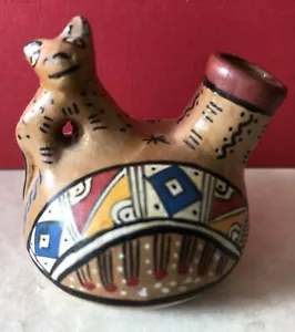 Vintage winziger Mini MEXIKANISCH handbemalt TON Kunst KERAMIK Wasserkrug Katzengriff - Bild 1 von 8