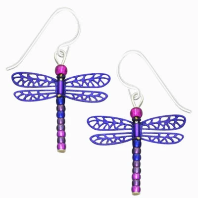 Pendientes perforados Sienna Sky Dragonfly violeta y azul ~Hechos en Colorado, EE. UU.~ Foto 1 de 2
