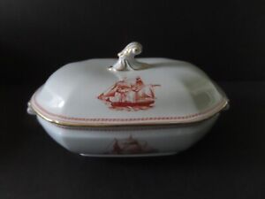 Spode Trade Winds Red Oval Covered Casserole - Mint