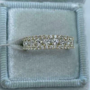 2 Ct Round Cut Simulated Half Eternity Wedding Band Ring 14K Yellow Gold Plated - Picture 1 of 10