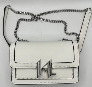 Karl Lagerfeld Paris Corinne Small Crossbody White Foldoger Magnetic Closure - Picture 1 of 8