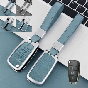 Zinc Alloy Leather Car Key Case Cover For Audi A1 A3 A4 A6 Q3 Q5 Q7 RS4 R8 TT S8 - Picture 1 of 18