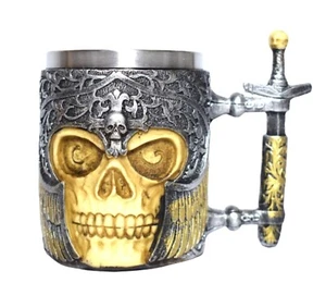 Stainless Steel Resin and Steel 3D Design Skull Milk Coffee Beer Mug (400 ml ) - Picture 1 of 4