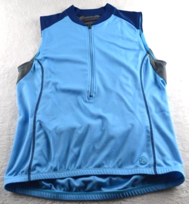 Camiseta deportiva de ciclismo Novara para mujer L azul gris 1/2 cremallera bolsillos sin mangas activa Foto 1 de 4