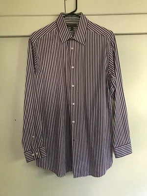 Camisas sociais com gravata BEN SHERMAN listras prata e rosa 15 1/2 32 33 - Imagem 1 de 4