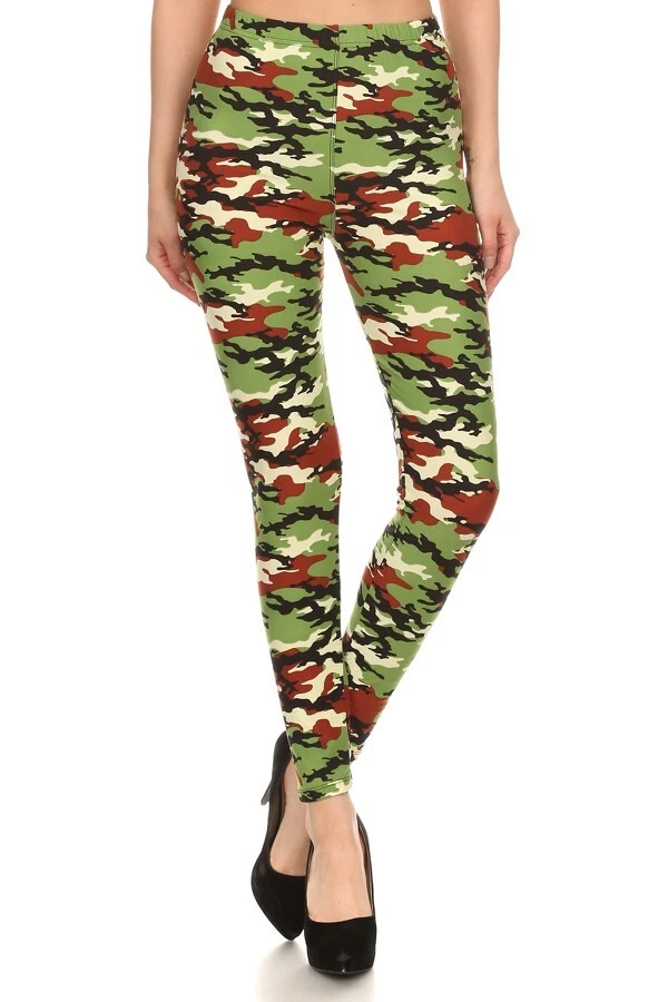 Nova Leggings Feminina Rosa Laranja Camuflagem Couro de Pêssego Estampada Cintura Alta Tamanho Único - Imagem 1 de 1