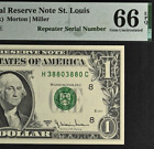 1977A $1 Federal Reserve Note PMG 66EPQ fancy repeater serial number 38803880