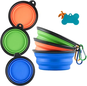 Collapsible Silicone Dog Bowl, 3 Foldable Expandable Cup Dish for Small Pet Cat - Picture 1 of 6