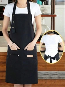 Küchenschürze Wasserdicht Ölfest Polycotton Fleckenresistent Taschen Wiederverwendbar - Bild 1 von 6