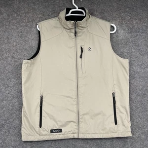 IZOD PerformX Vest Mens Large Khaki Black Reversible Fleece Lined Zip Pockets - Picture 1 of 13