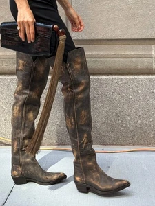 Retro Winter Damen Stiefel Western Spitz Bestickt Knie Over Ritter Boots - Bild 1 von 17