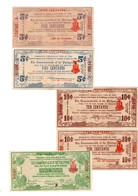 1942 WWII Philippine Province of NEGROS Currency S640 to S644 Centavos Set UNC - Image 1 of 4