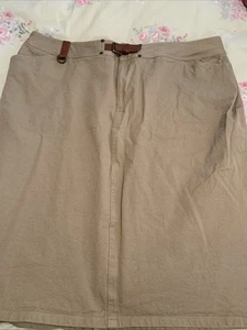 Ralph Lauren Size 18 Jeans Co Leather Buckle Khaki Straight Pencil Skirt - Picture 1 of 13