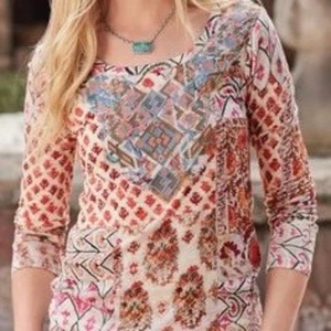 Sundance Embroidered Cotton Top Womens XS Cotton Modal Western Boho - Picture 1 of 6