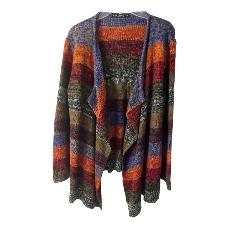 Carol Rose Cárdigan Mujer 1X Suéter Cortina Abierta Tejido Boho Y2K Rayas Coloridas Foto 1 de 4