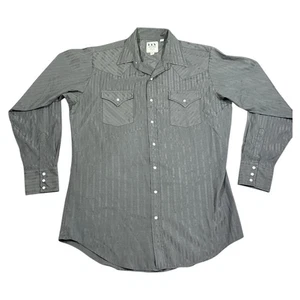 Camisa Ely Cattleman Para Hombres LT Carbón, Gris Rayas Manga Larga Perla A Presión Oeste - Imagen 1 de 7