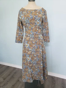 Pact L Scarlett Midi Dress Organic Cotton Stretch Open-Back Brushstroke Floral - Picture 1 of 8