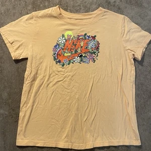 Nike Shirt Girls Sz XL Peach Floral Logo Nike Tee TShirt Short Sleeve Colorful - Picture 1 of 7