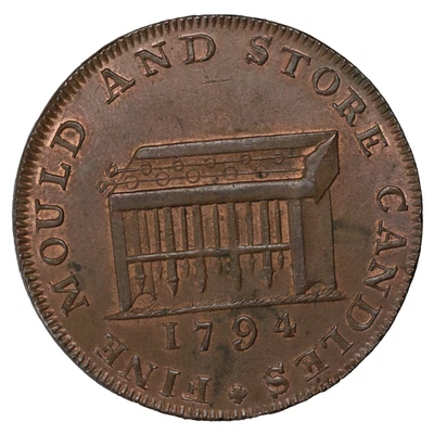 1794 Middlesex Shackelton's Candles & Moulds Halfpenny Conder Token D&H-477 - Image 1 of 2