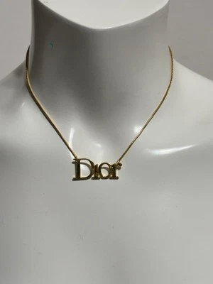 Vtg Christian Dior By John Galliano Gold Logo Choker Necklace - Image 1 of 4