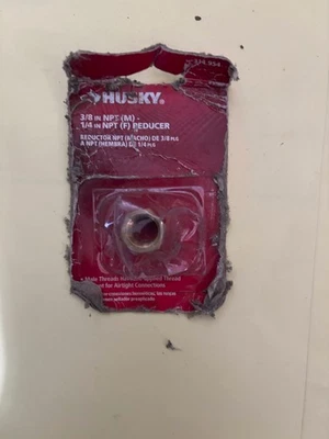 Husky 3/8" MALE x FEMALE 1/4" NPT PIPE THREAD HEX REDUCER BUSHING - BRASS *NEW* - Image 1 of 3