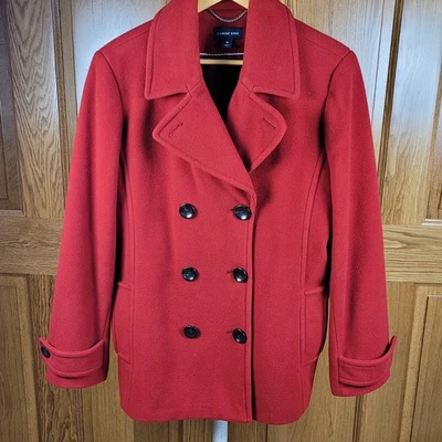 Abrigo Lands' End Lana Cachemira Guisante Mujer 16 Rojo Clásico Informal Foto 1 de 4