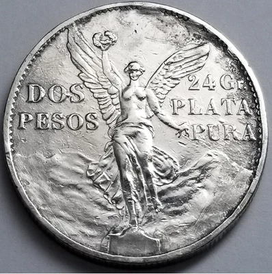 Moneda de plata .900 México Dos Pesos 1921, Centenario de la Independencia Foto 1 de 4