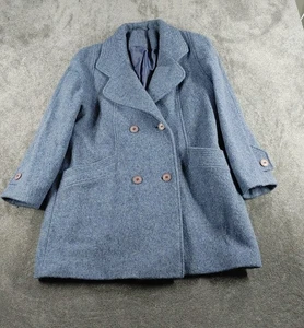 Miss Smith Coat UK 16 Blue Double Breasted Pure New Wool - Picture 1 of 9