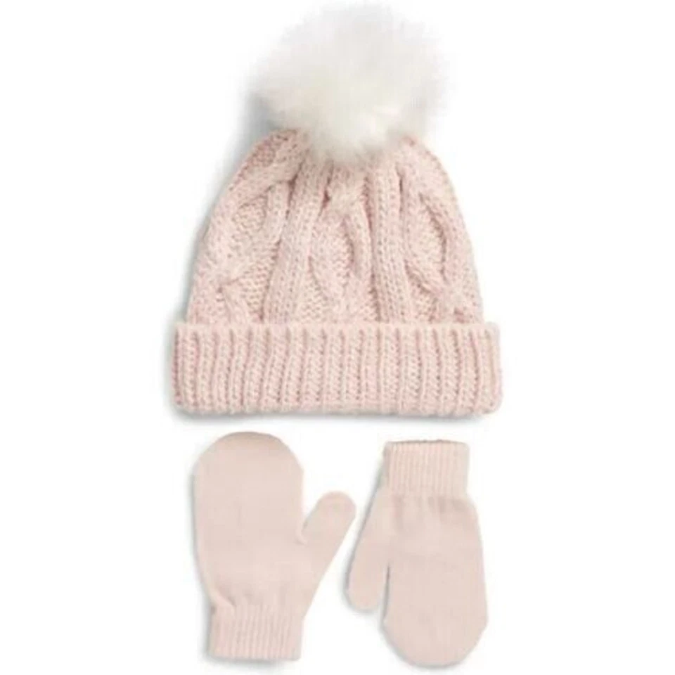 Sombrero y guantes Capelli New York para niños pequeños 2 piezas rosa metálico 2T-4T Nordstroms Foto 1 de 1