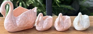 Vintage Lenox Swan Set-Pink Porcelain-Mid Century 1 Lg 3 Small - Picture 1 of 9