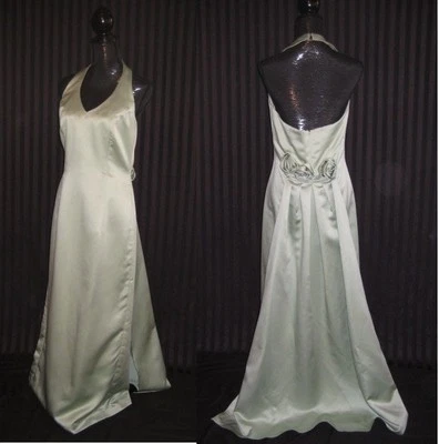  Dave & Johnny 10548 Sage Halter Baile de graduación formal Noche Vestido de novia Vestido 12 L   Foto 1 de 4