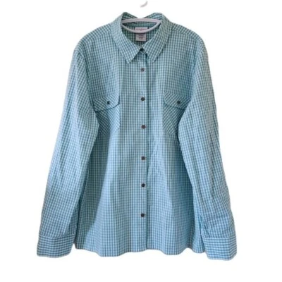 Antigo Jaclyn Smith Top Feminino XL Gingham Roll Up Tab LS Botão Elástico Western Boho - Imagem 1 de 4