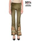 RRP €160 BLACK CORAL Velour Trousers One Size Paisley Flare Leg Made in Italy