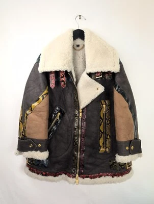 Casaco feminino BURBERRY tamanho 4 100% shearling píton patchwork tamanho grande - Imagem 1 de 4