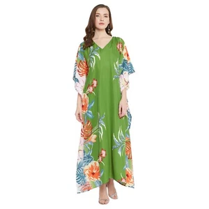 Women Boho Floral Kaftan Casual Maxi Tunic Caftan Plus Size Beachwear Long Gown - Picture 1 of 8
