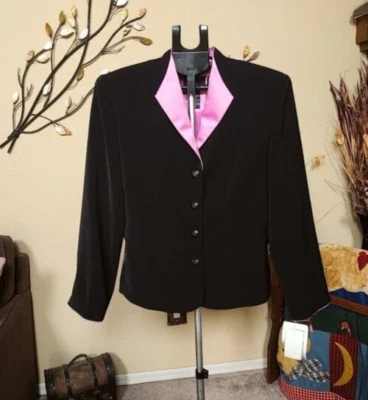 Blazer/chaqueta Positive Attitude negro/rosa botón delantero talla 10 (antes $90) nueva con etiquetas Foto 1 de 3