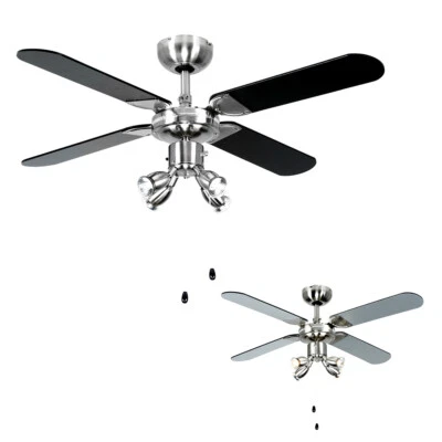 Ceiling Fan Light Hot & Cold Setting 4 Blade 42 Inch Chrome Black - Image 1 of 4