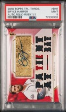 2018 Topps Triple Threads Bryce Harper Ruby 1/1 “Patient At Bat” Auto PSA 9 ✅🔥