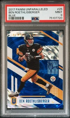 2017 PANINI UNPARALLELLED BLUE BEN ROETHLISBERGER PSA 9 #7/10 JERSEY MATCH POP 1 - Image 1 of 3