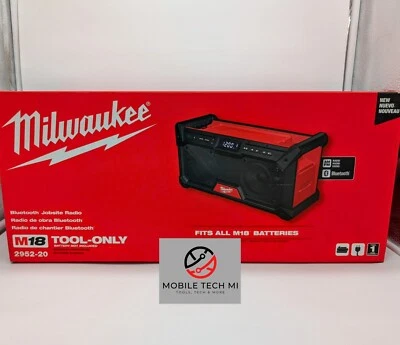 Milwaukee M18 Bluetooth 5.0 Jobsite Radio 2952-20 AM/FM Altavoz Estéreo AC Adaptado Foto 1 de 2