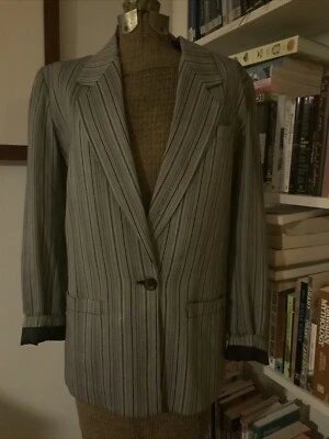 Blazer vintage Kasper ASL para mujer talla 4 chaqueta forrada a rayas ropa de trabajo Foto 1 de 4