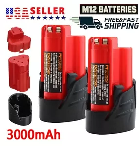 2 Pack 3.0Ah replacement For MILWAUKEE XC 48-11-2401 12V Li-Ion Battery - Picture 1 of 12