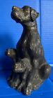 Cast Bronze Large Dog With 2 Puppies 8” X 5” X 3.5”
